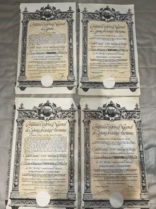 Gran lote de 42 acciones y obligaciones antiguas