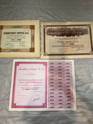 Gran lote de 42 acciones y obligaciones antiguas