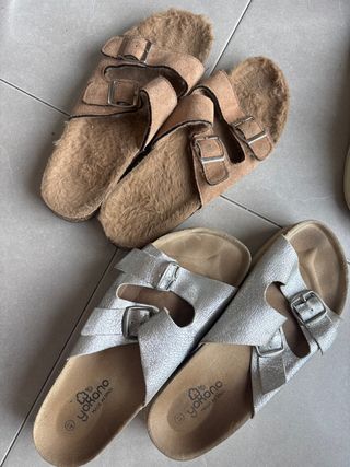 Sandalias de terciopelo y plata