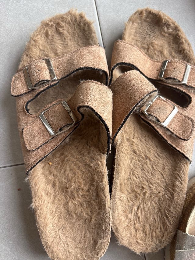 Sandalias de terciopelo y plata