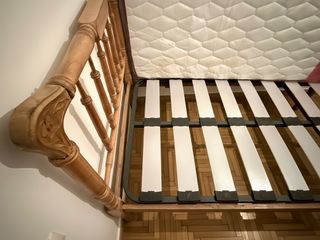 Cama completa antigua 105cm madera maciza tallada