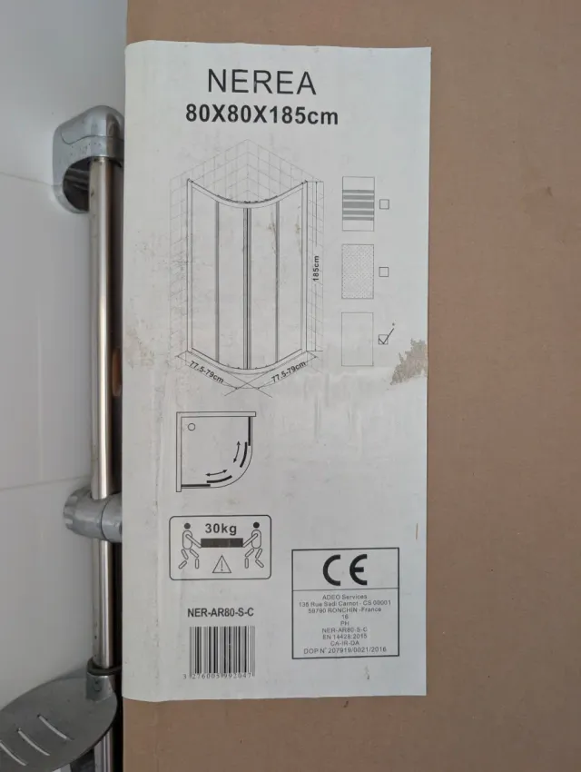 Mampara Ducha Esquina NEREA 80x80x185cm