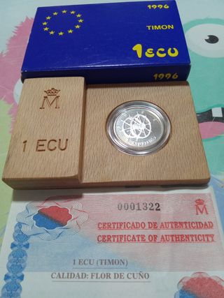 Moneda 1 ECU Plata 1996 Timón