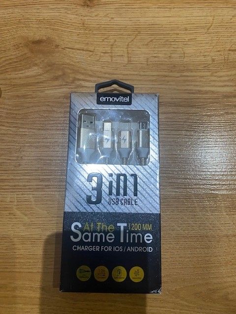 Cavo di ricarica 3 in 1 Emovitel USB 1.2m