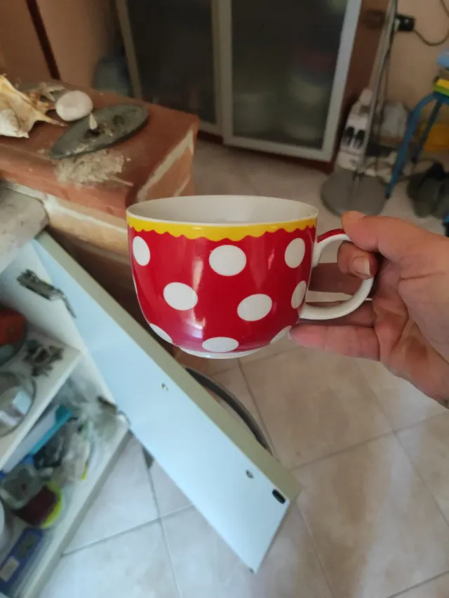 Tazze colazione a pois rosse e bianche