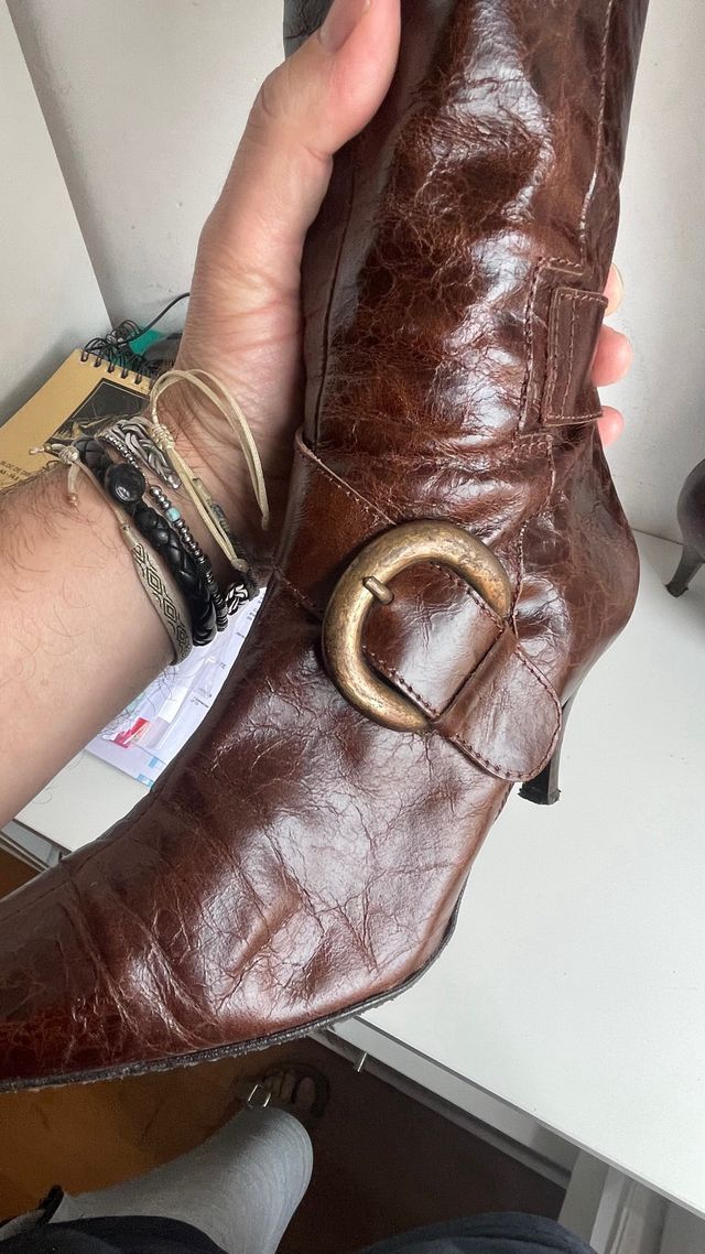 Botas altas piel mujer chocolate