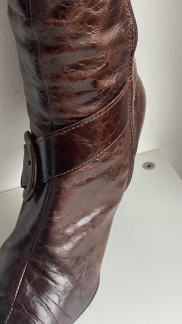 Botas altas piel mujer chocolate