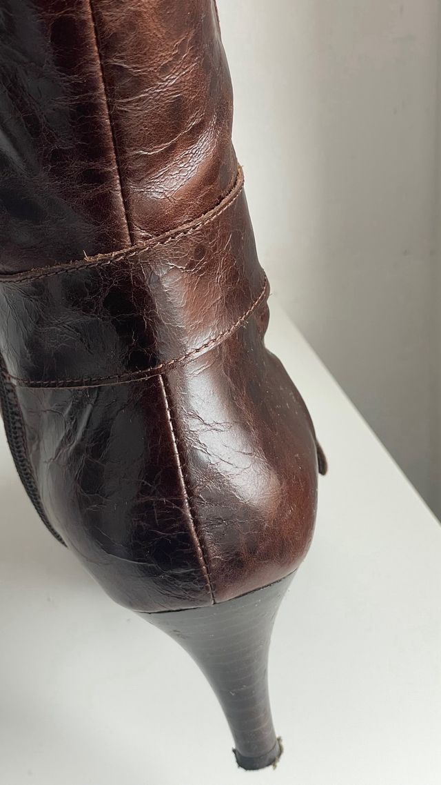 Botas altas piel mujer chocolate