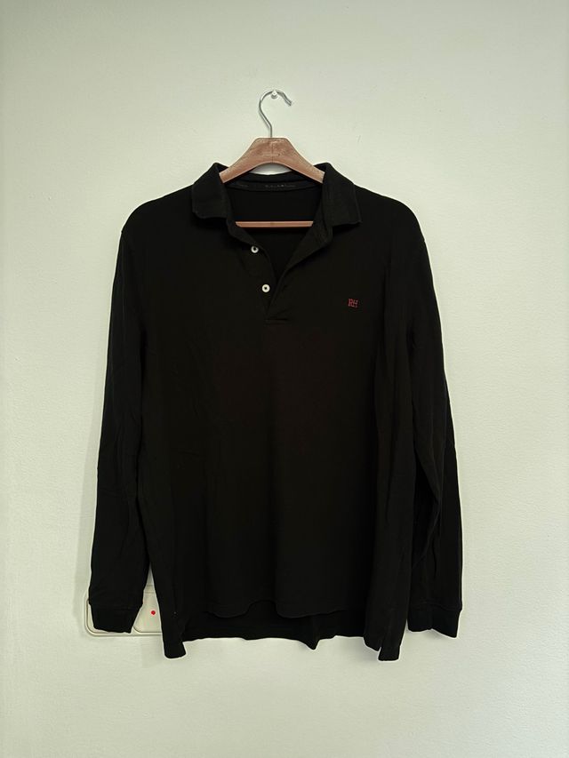 Polo Pedro del Hierro negro manga larga
