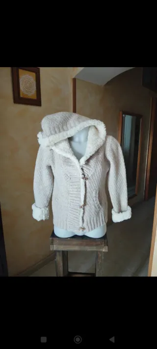 Cardigan Franklin & Marshall Beige con Cappuccio