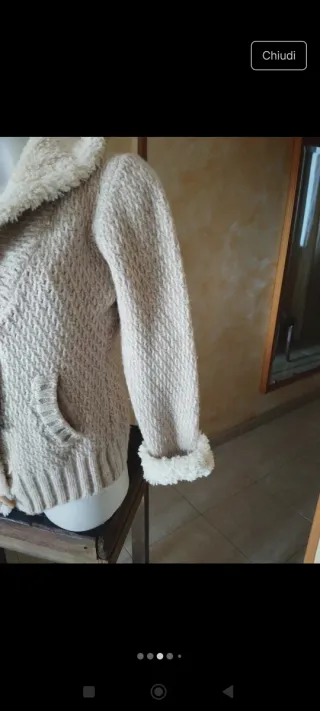 Cardigan Franklin & Marshall Beige con Cappuccio