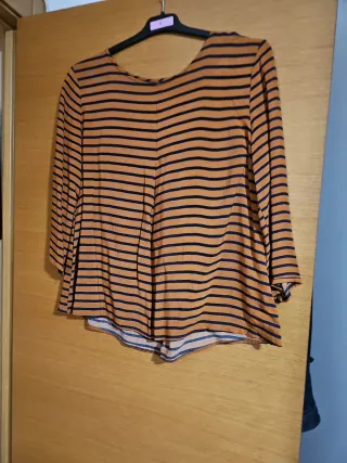Blusa de rayas Marrón ocre y azul marino