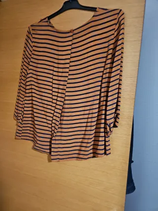 Blusa de rayas Marrón ocre y azul marino