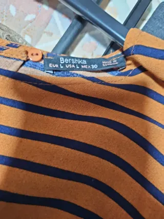 Blusa de rayas Marrón ocre y azul marino