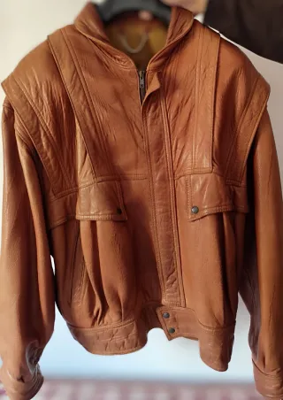 Chaqueta de cuero hombre marrón