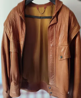 Chaqueta de cuero hombre marrón