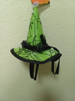 Diadema Gorro Bruja Halloween Verde Negro