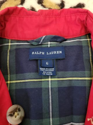 Gabardina Ralph Lauren niña roja T.6