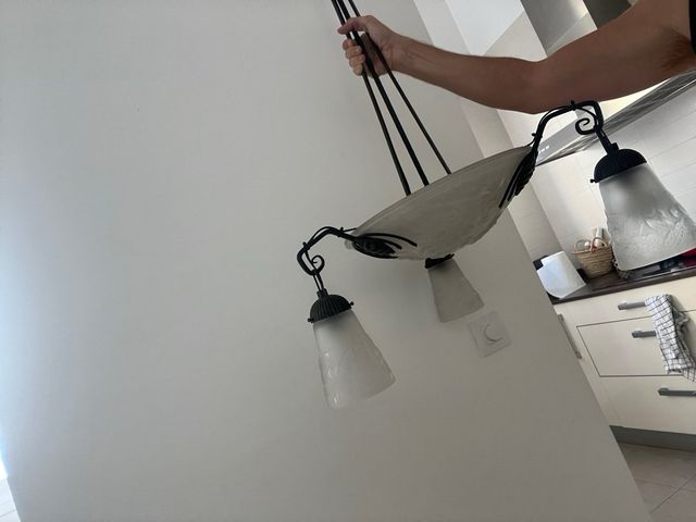 Lámpara de techo cristal y metal