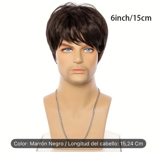 Peluca hombre marrón oscuro
