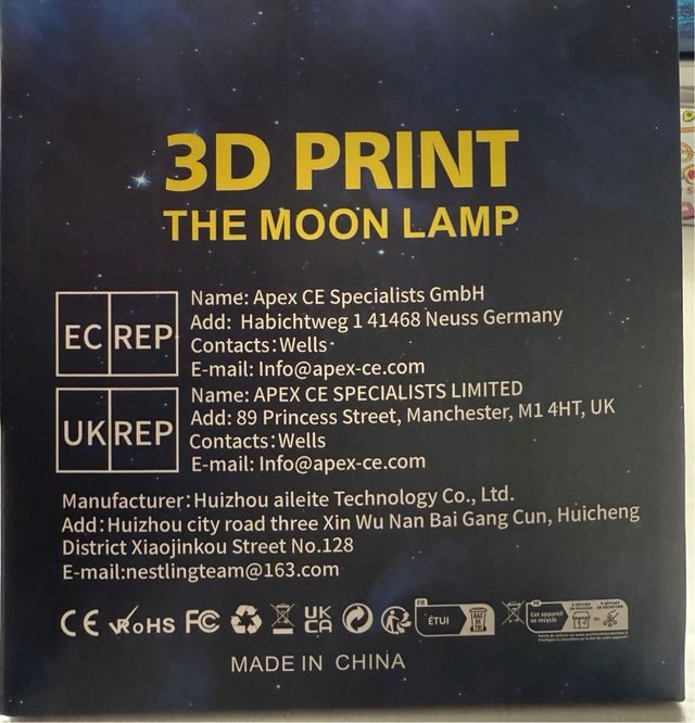 Lámpara Luna 3D Multicolor