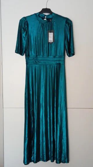 Vestido fiesta metalizado verde