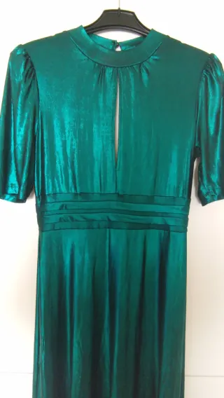 Vestido fiesta metalizado verde