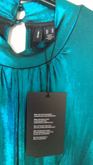 Vestido fiesta metalizado verde