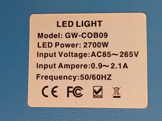 Luz LED GW COB09 2700W 150euro