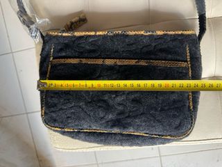 Borsa Fendissime feltro e pelle vipera nero/giallo