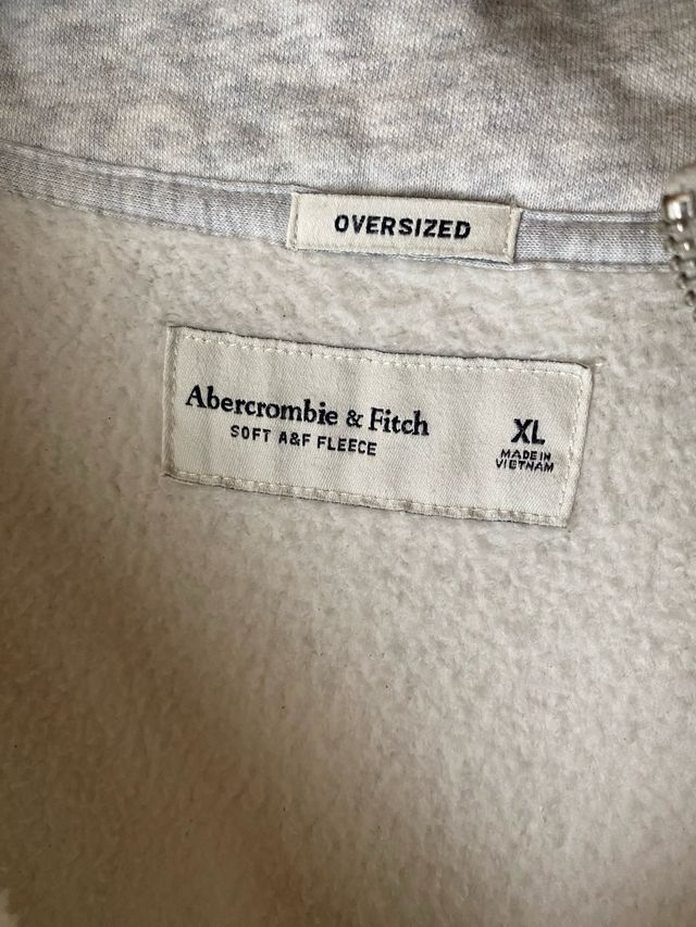 Felpa Abercrombie & Fitch quarter zip grigia
