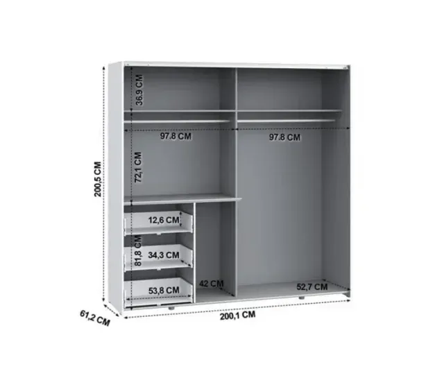 Armadio Conforama con porte scorrevoli e cassetti