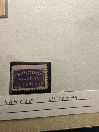 1937 Sello Hospital de Sangre Villena Escaso