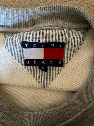 Felpa Tommy Jeans grigia con stemma ricamato