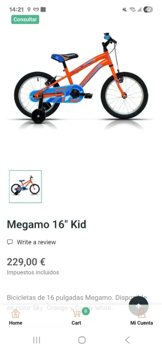 Bicicleta Infantil Megamo 16