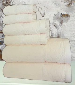 Jogo 6 Toalhas Banho Algodão Marfim 550gr/m2