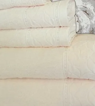 Jogo 6 Toalhas Banho Algodão Marfim 550gr/m2