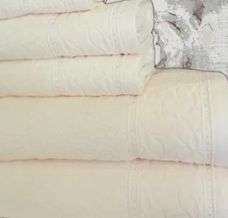 Jogo 6 Toalhas Banho Algodão Marfim 550gr/m2