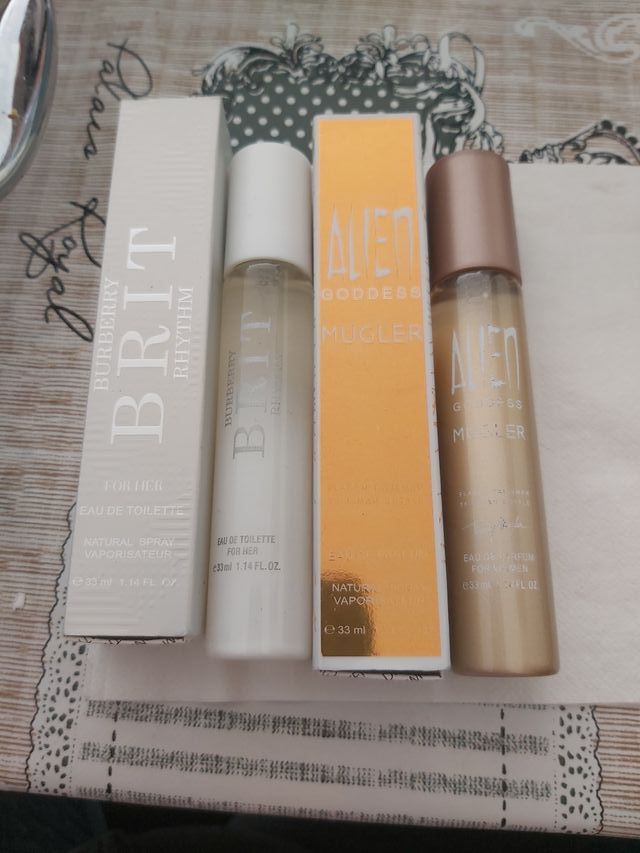 Perfume Burberry Brit Rhythm y Mugler Alien