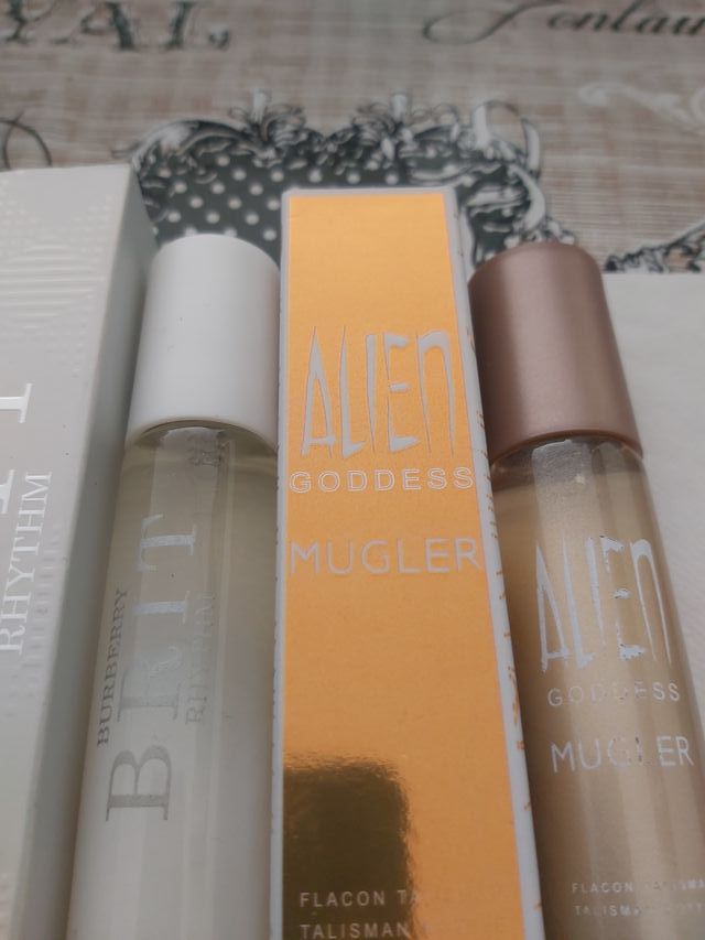 Perfume Burberry Brit Rhythm y Mugler Alien