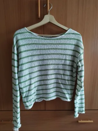 Jersey fino de rallas verde y blanco