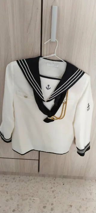 Traje marinero comunión blanco y negro talla 12