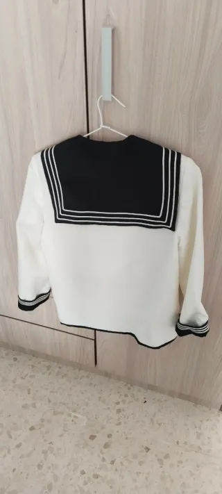 Traje marinero comunión blanco y negro talla 12