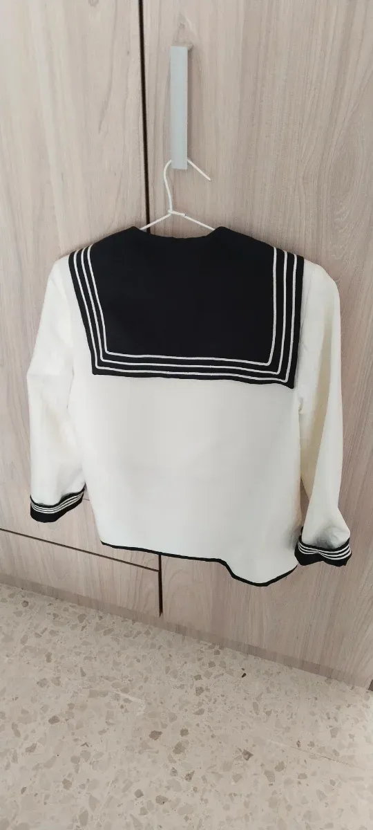 Traje marinero comunión blanco y negro talla 12