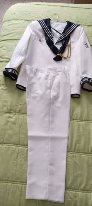 Traje marinero comunión blanco y negro talla 12
