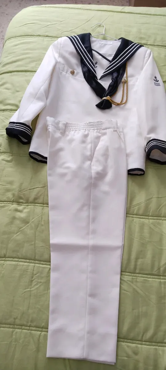 Traje marinero comunión blanco y negro talla 12