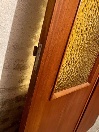 Puerta doble madera con cristales texturizados
