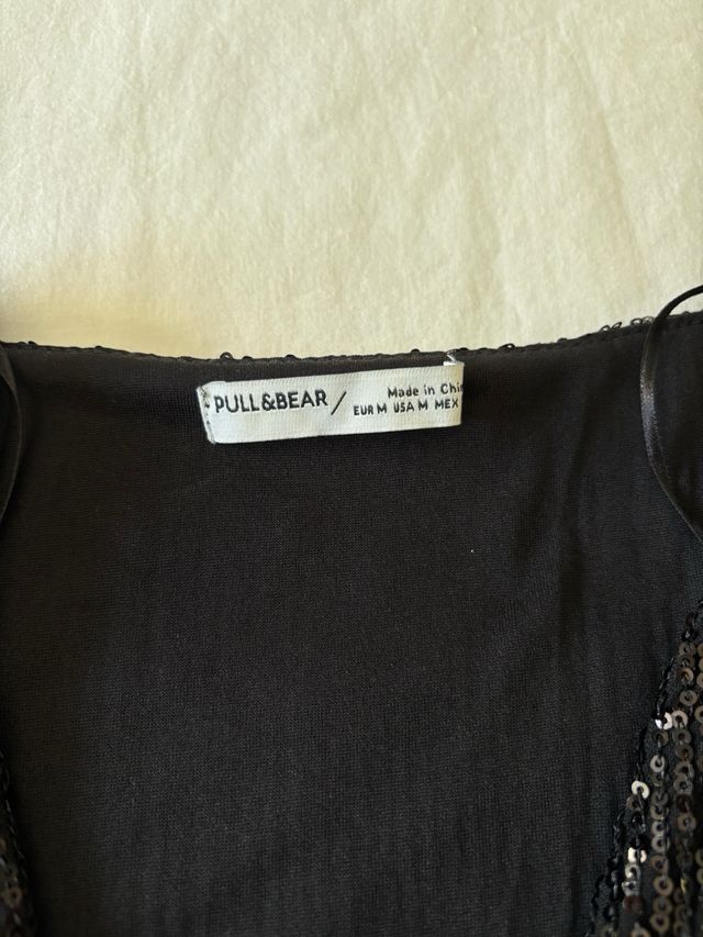 Vestido lentejuelas Pull&Bear negro talla M
