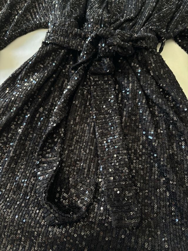 Vestido lentejuelas Pull&Bear negro talla M