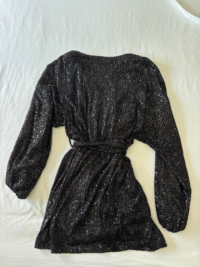 Vestido lentejuelas Pull&Bear negro talla M